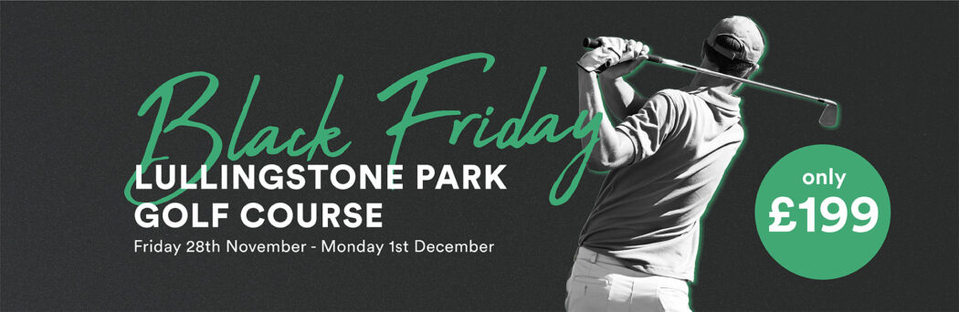 Black Friday banner with golfer swinging a golf club