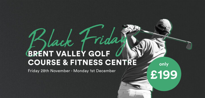 Black Friday banner with golfer swinging a golf club