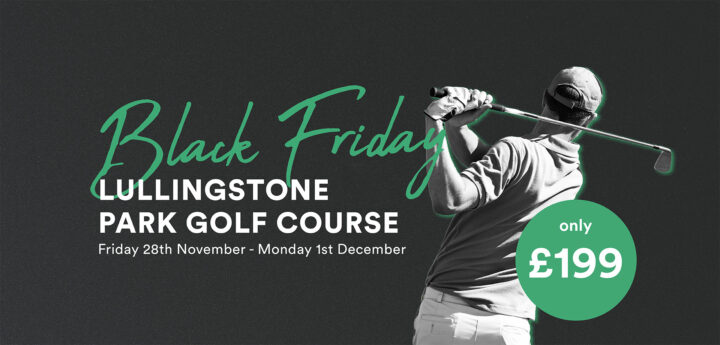 Black Friday banner with golfer swinging a golf club