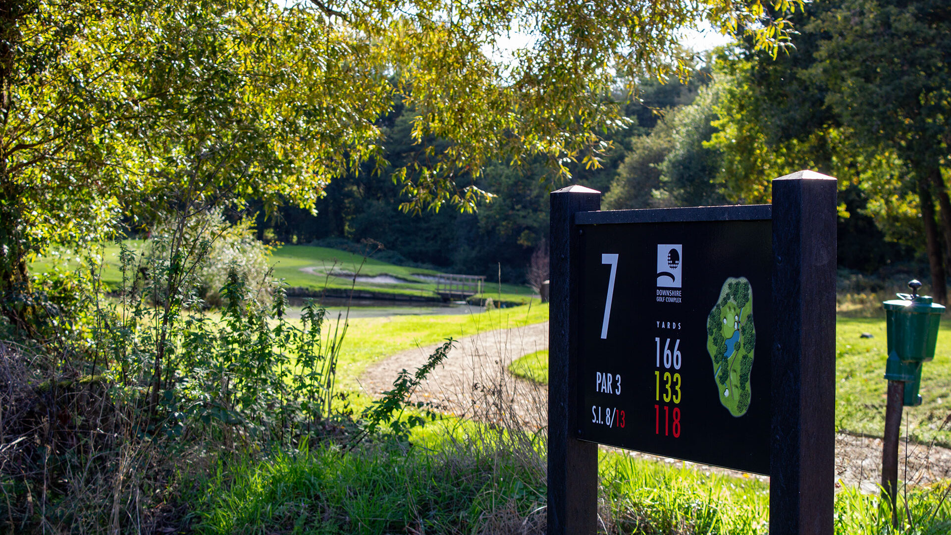 Downshire Golf Complex Hole 7 Tee and sign