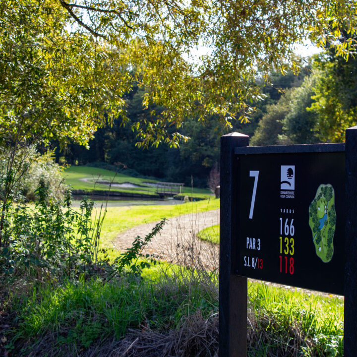 Downshire Golf Complex Hole 7 Tee and sign