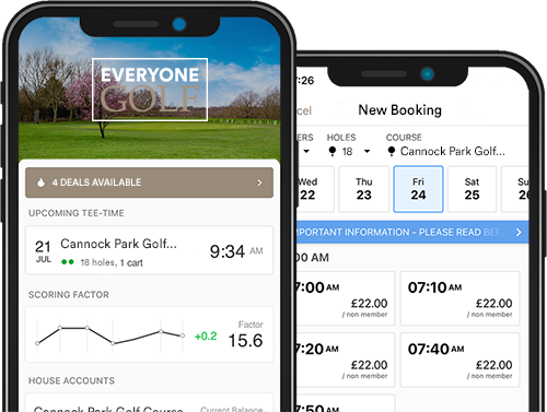 Cannock Park Golf Course app on mobile phone screen